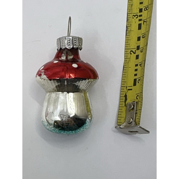 Vintage Mercury Glass Red Fairytale Style Mushroom Christmas Ornament - Picture 9 of 11